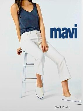 MAVI Anika Crop Flare Jeans in Off-White La Vintage (27/27)